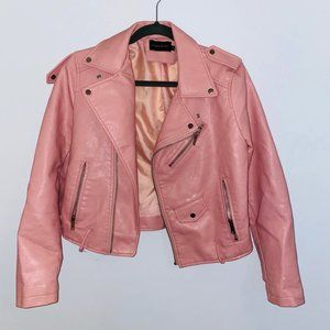 pink chigg basic leather jacket